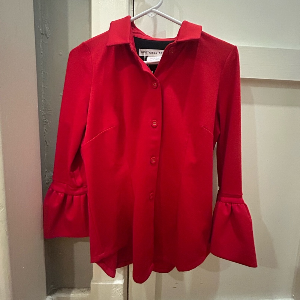 Gretchen Scott Vibrant Red Button-Down Shirt